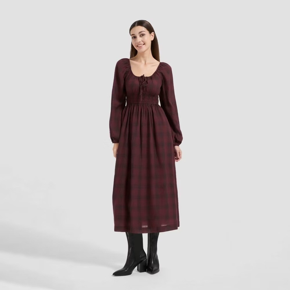 Women's Universal Thread Plaid Midi A-Line Dress Size XL New With Tags